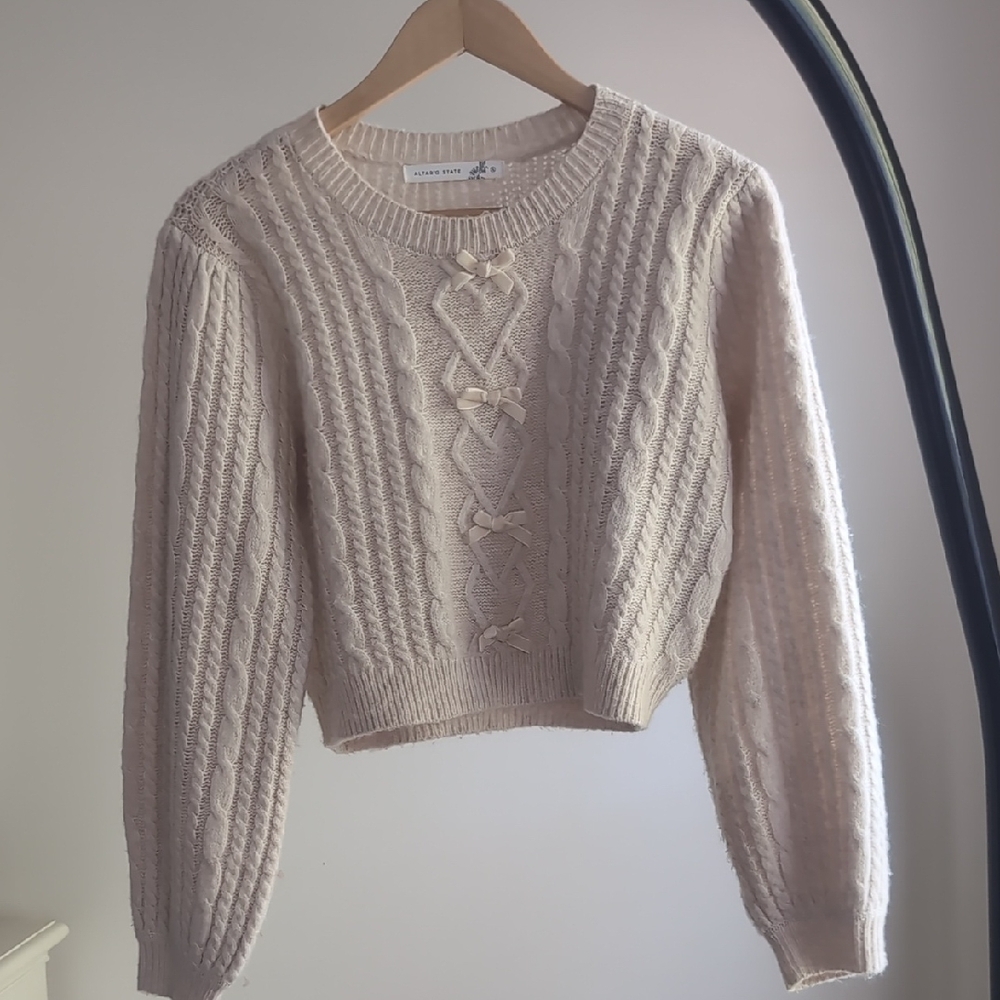Altar'd State Cream Cable Knit Sweater
